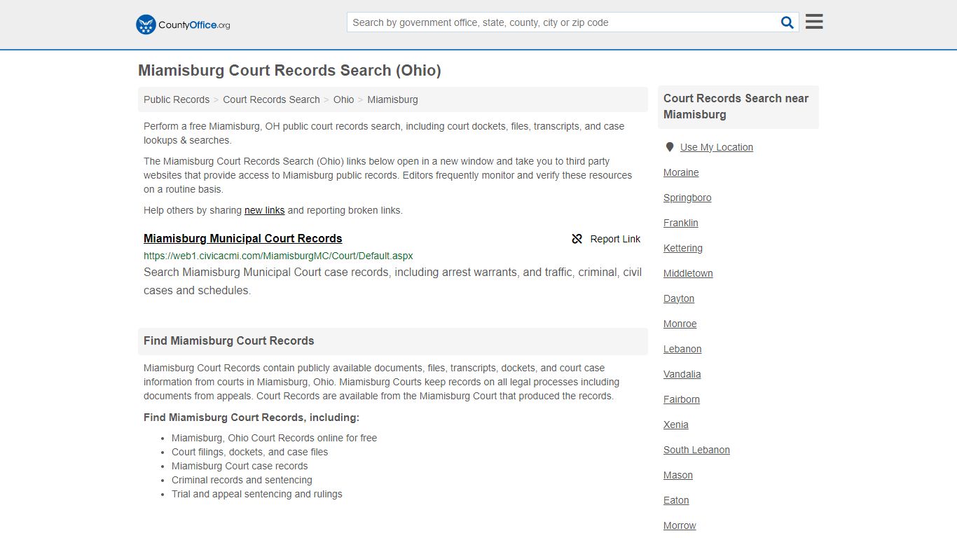 Court Records Search - Miamisburg, OH (Adoptions, Criminal, Child ...